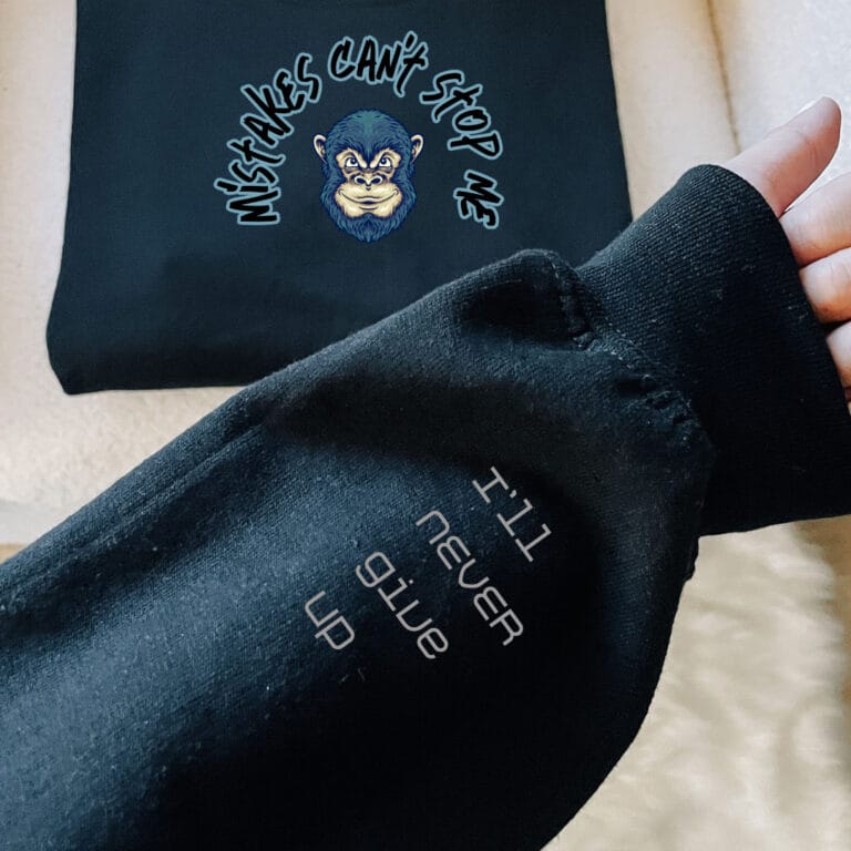 Emotional support apparel with affirmations on the sleeves