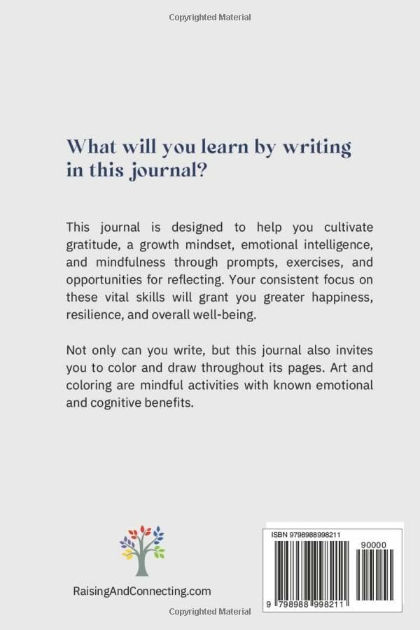 back cover of the Growth & Harmony Journal